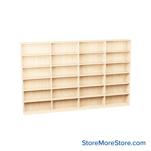 Melamine Bookshelf, 145" W x 12" D x 84" H, Single-Sided Shelving, Without Casters